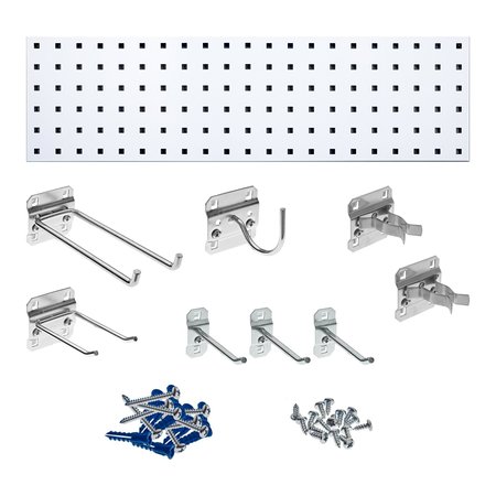 TRITON PRODUCTS White Garden Storage Kit with (1) 31.5 In. x 9 In. 18-Gauge Steel Square Hole Pegboard 8 pc. LocHook Assortment LBS31G-WHT